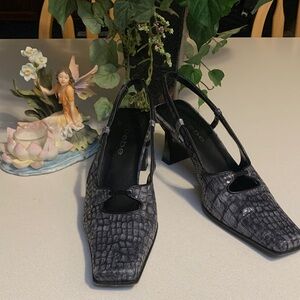 Bebe Gray Croc-Patterned Heels